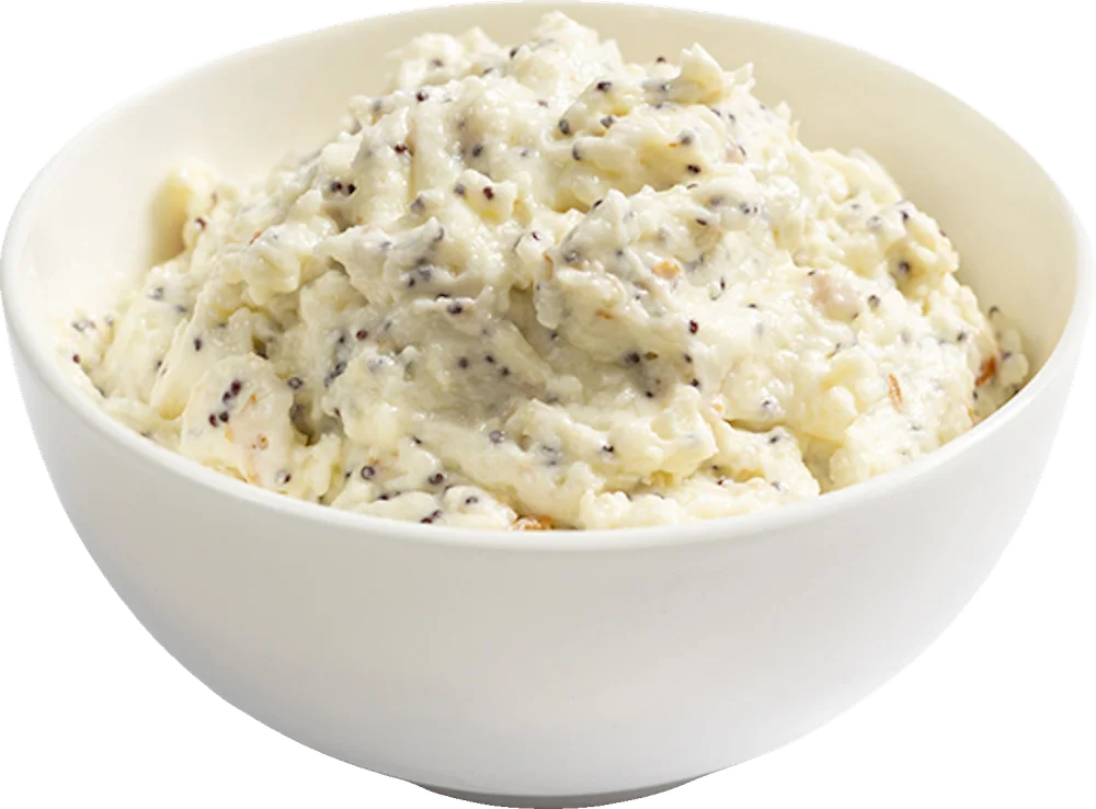 Poppyseed Skordalia in a bowl